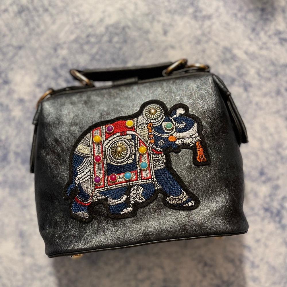 Elephant embroidered handbag/purse/crossbody one of a kind